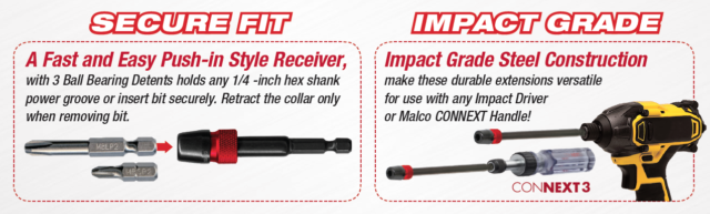 Impact Grade Quick Change Extension Bits