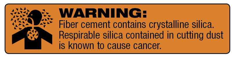 Fiber Cement Warning. A cautionary image highlighting safety precautions and guidelines for working with fiber cement materials.