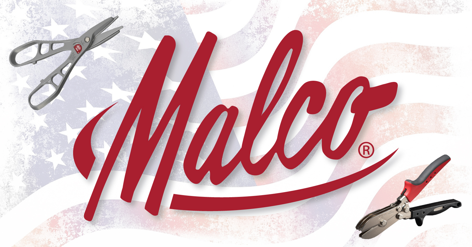 Malco logo with American flag and two hand tools 