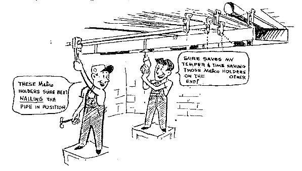 Vintage Cartoon of two Malco workers talking about Malco holders