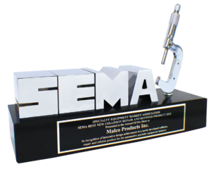 An angled view of the SEMA Trophy.